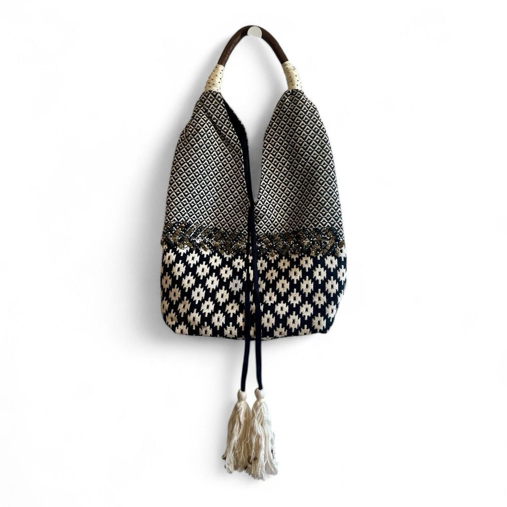 Anthropologie Monochrome Patterned Hobo Bag